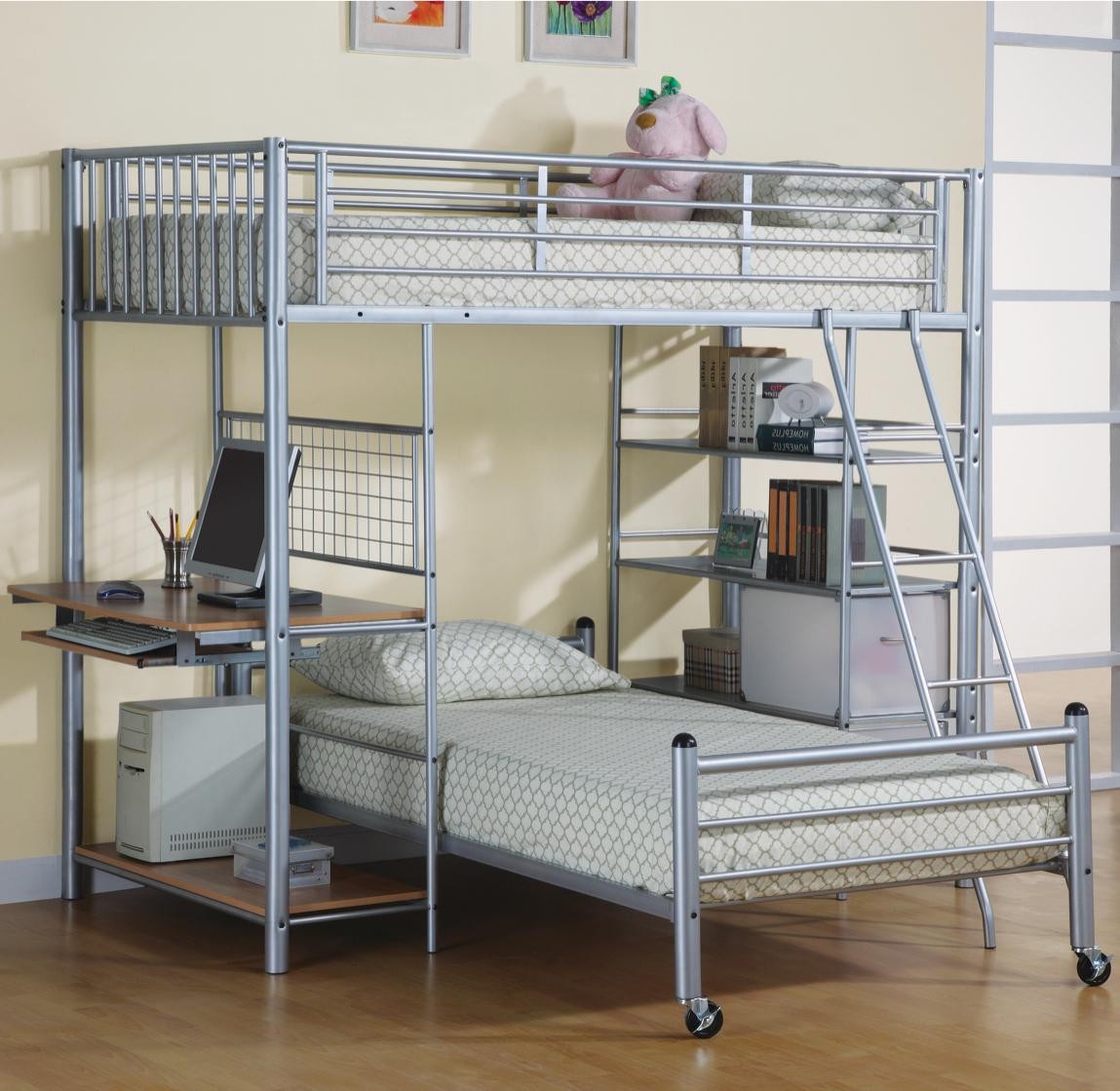 twin beds with bed underneath